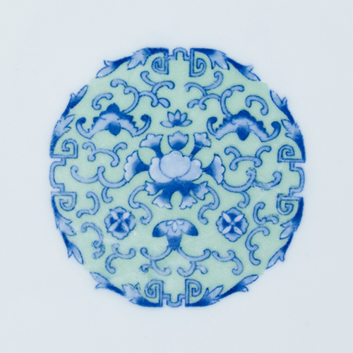 青緑牡丹丸皿(Z060)