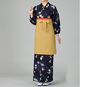 茶羽織・スカートタイプ　桜と麻の葉・紺(TY-6022)