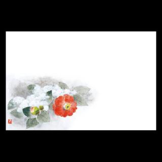 38cm上質紙マット　冬景色(雪のかぶった椿) (12～2月)