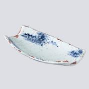 由良川(山水)舟型口変り皿