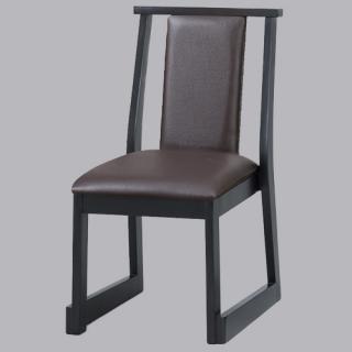 スリム木製背もたれ付椅子　35cmレザーダークブラウン