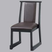 スリム木製背もたれ付椅子　35cmレザーダークブラウン