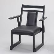35cm木製背もたれ(肘掛)付椅子 レザーダークブラウン