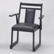 43cm木製背もたれ(肘掛)付椅子 レザーダークブラウン