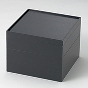 6.5寸紙重箱　3段　黒無地やまと(4つ、6つ、9つ仕切付)<10個セット>