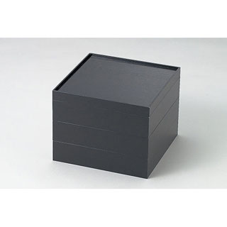 紙重箱　黒無地　やまと　6.5寸三段セット